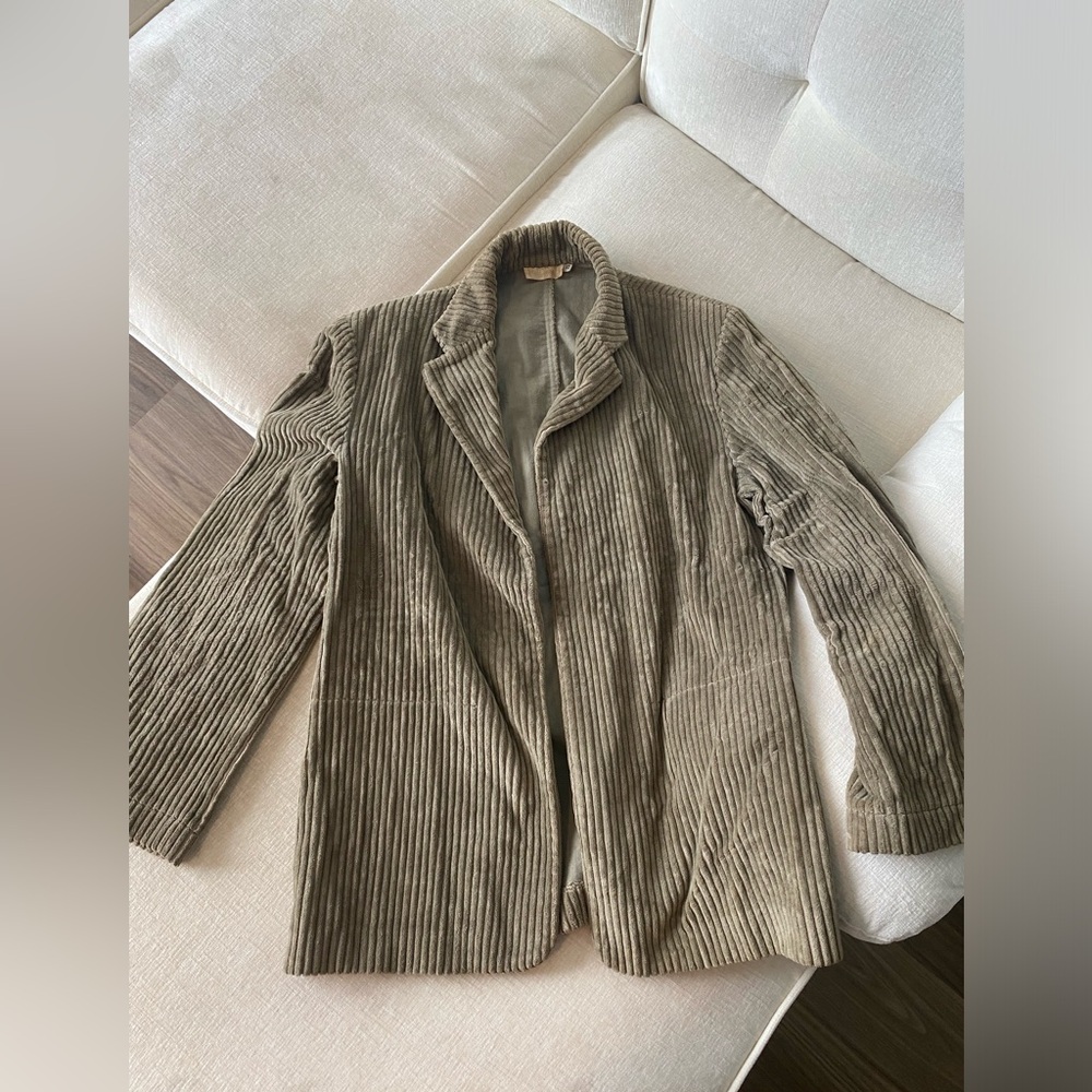 Vintage Corduroy Blazer Green Brown Size 10